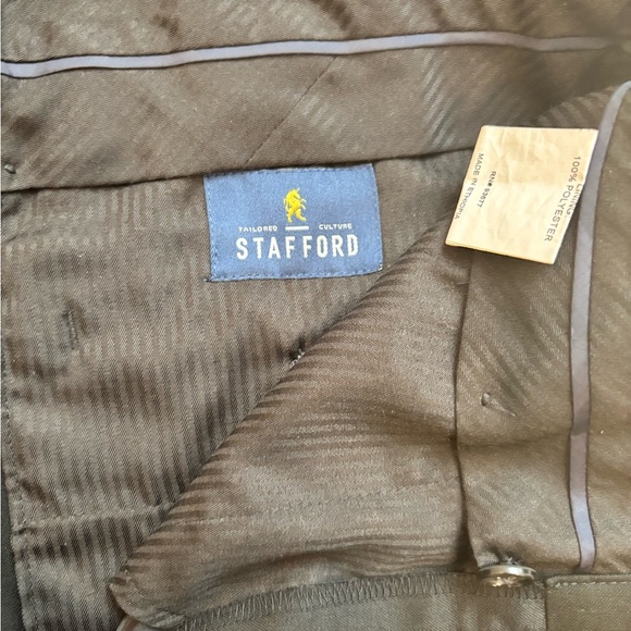 Stafford Men’s Dress Pants 32x32 Black Flat Front Classic Fit Coolmax - Picture 3 of 5